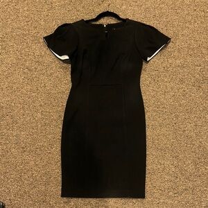DKNY Black Midi Dress with White Accents